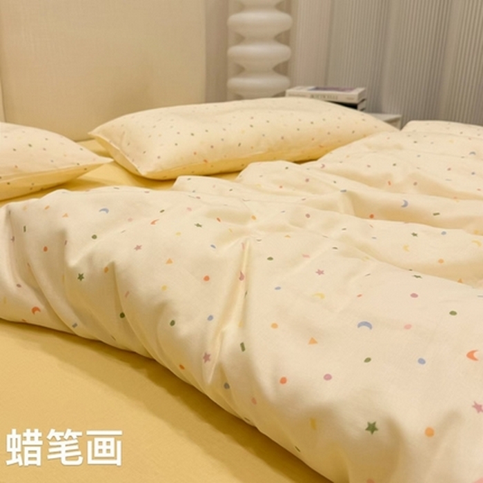 91家纺网 家纺一手货源 找家纺 （总）8+8 2025新款全棉A类母婴级抗菌有氧全棉双层纱亲肤全棉小清新印花三件套四件套