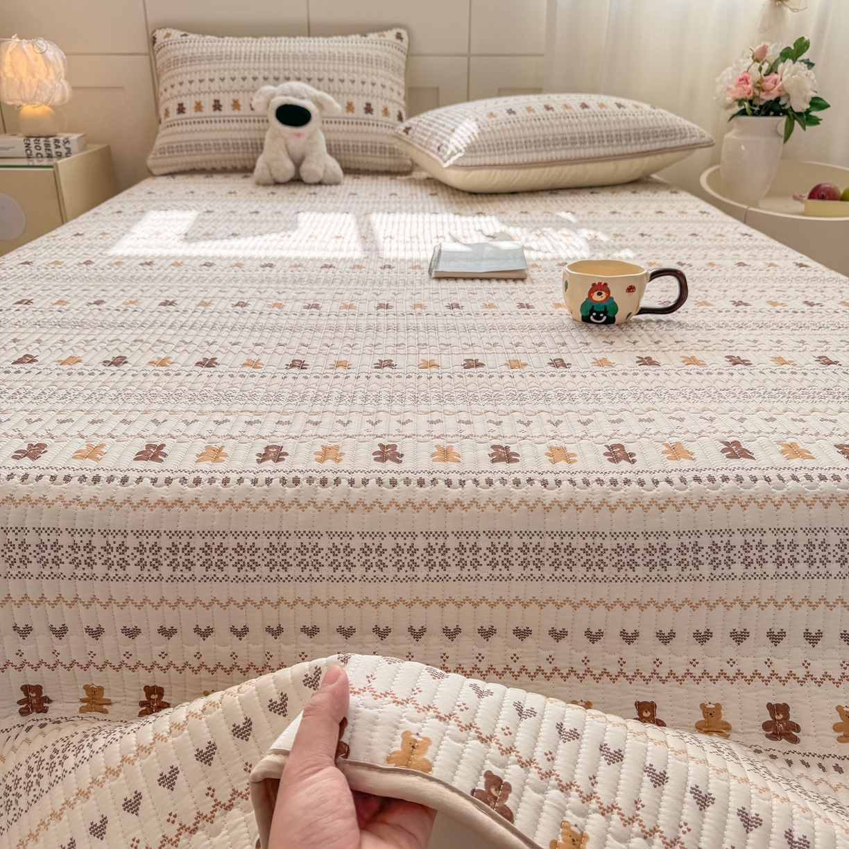 91家纺网 家纺一手货源 找家纺 康纳利 2026新款全棉床盖学生夹棉薄款床盖床垫三件套四季通用 费尔岛