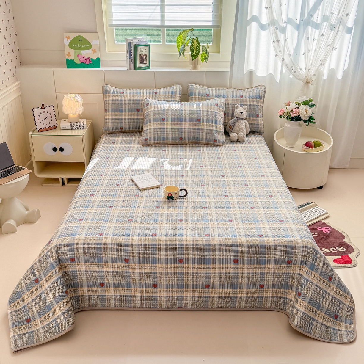 91家纺网 家纺一手货源 找家纺 康纳利 2026新款全棉床盖学生夹棉薄款床盖床垫三件套四季通用 格调