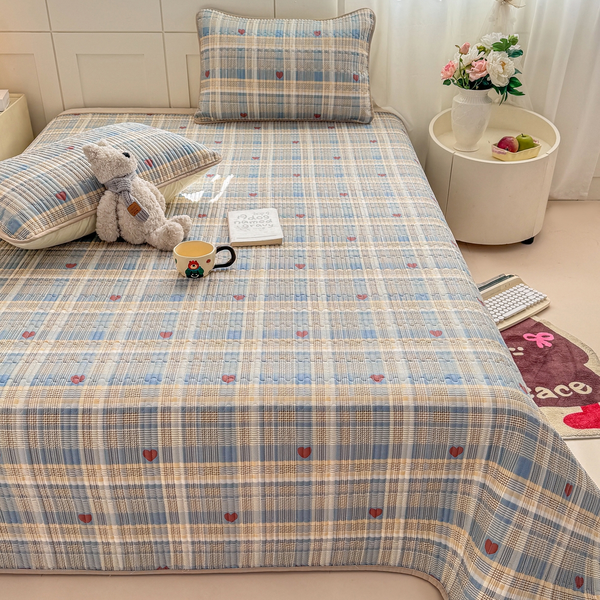 91家纺网 家纺一手货源 找家纺 康纳利 2026新款全棉床盖学生夹棉薄款床盖床垫三件套四季通用 格调