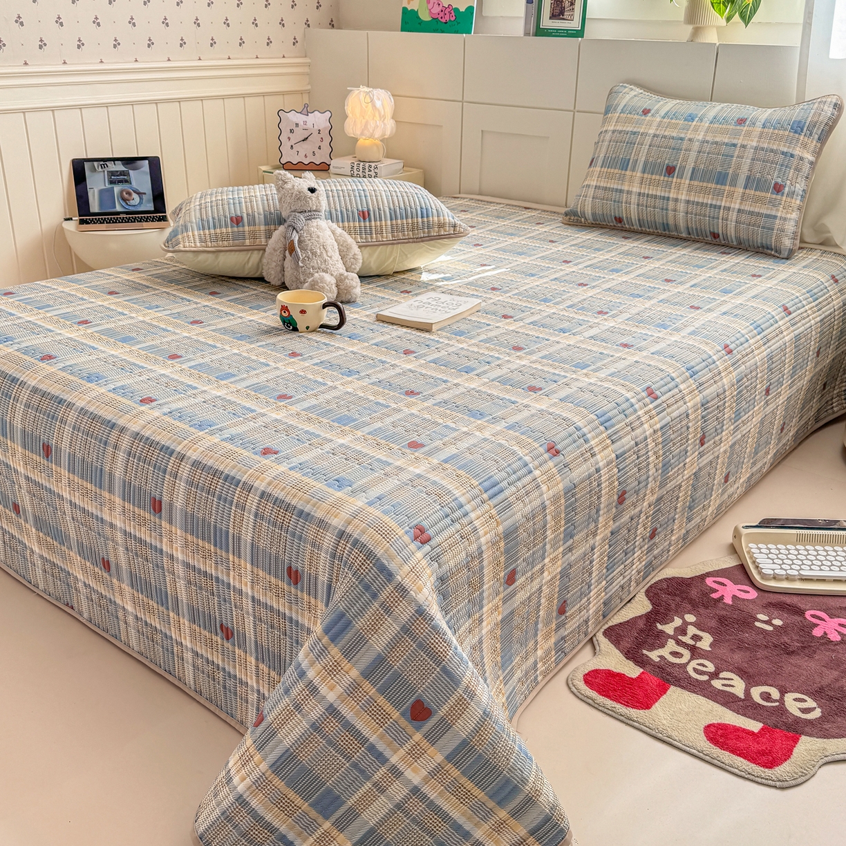 91家纺网 家纺一手货源 找家纺 康纳利 2026新款全棉床盖学生夹棉薄款床盖床垫三件套四季通用 格调