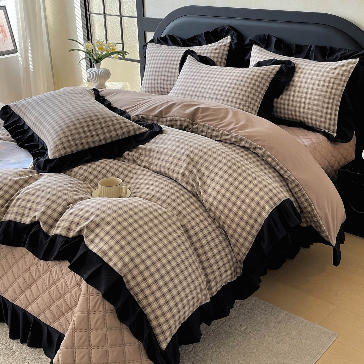 91家纺网 家纺一手货源 找家纺 （总）麦田家纺 2026新款花边夹棉床盖四件套-西西里岛