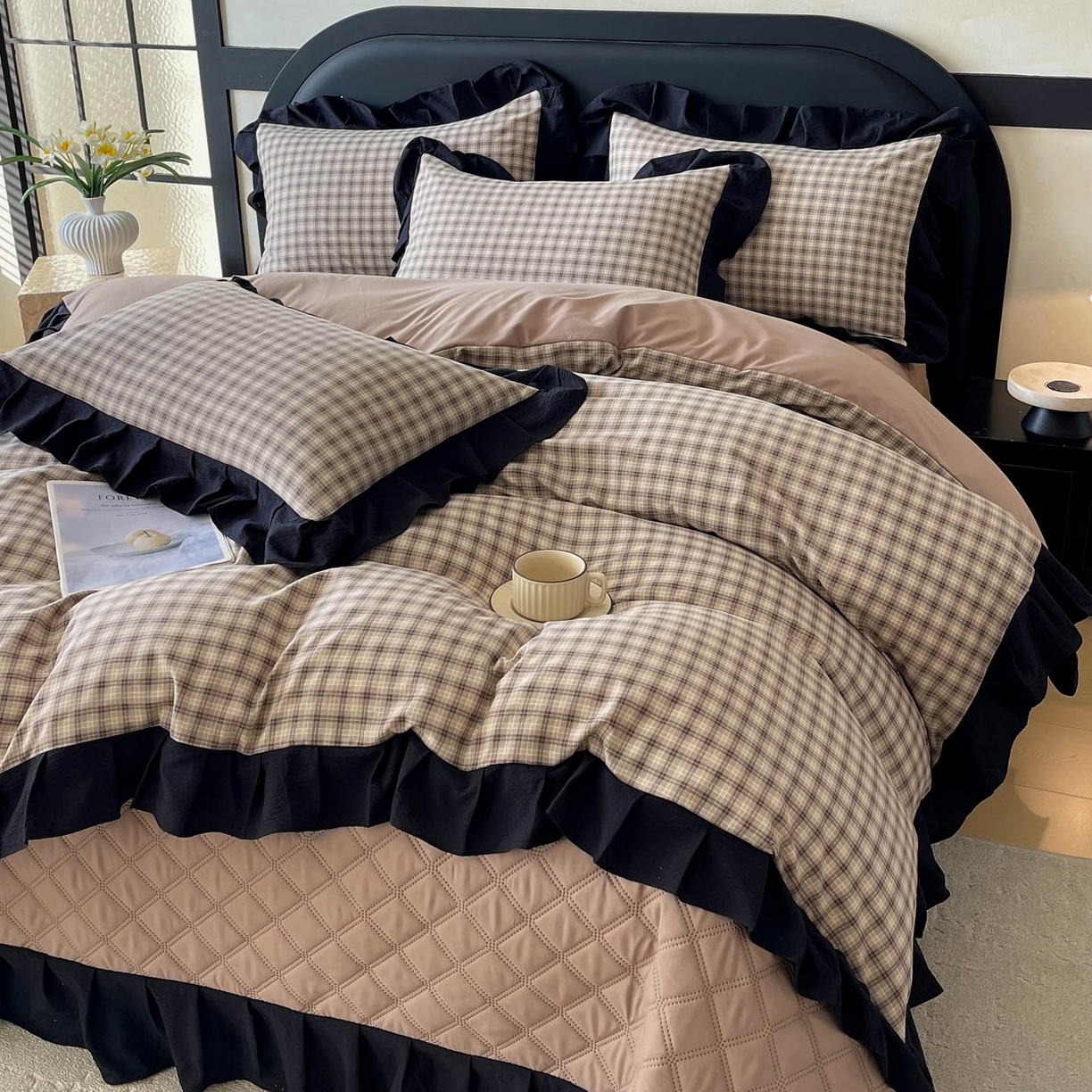 91家纺网 家纺一手货源 找家纺 （总）麦田家纺 2026新款花边夹棉床盖四件套-西西里岛