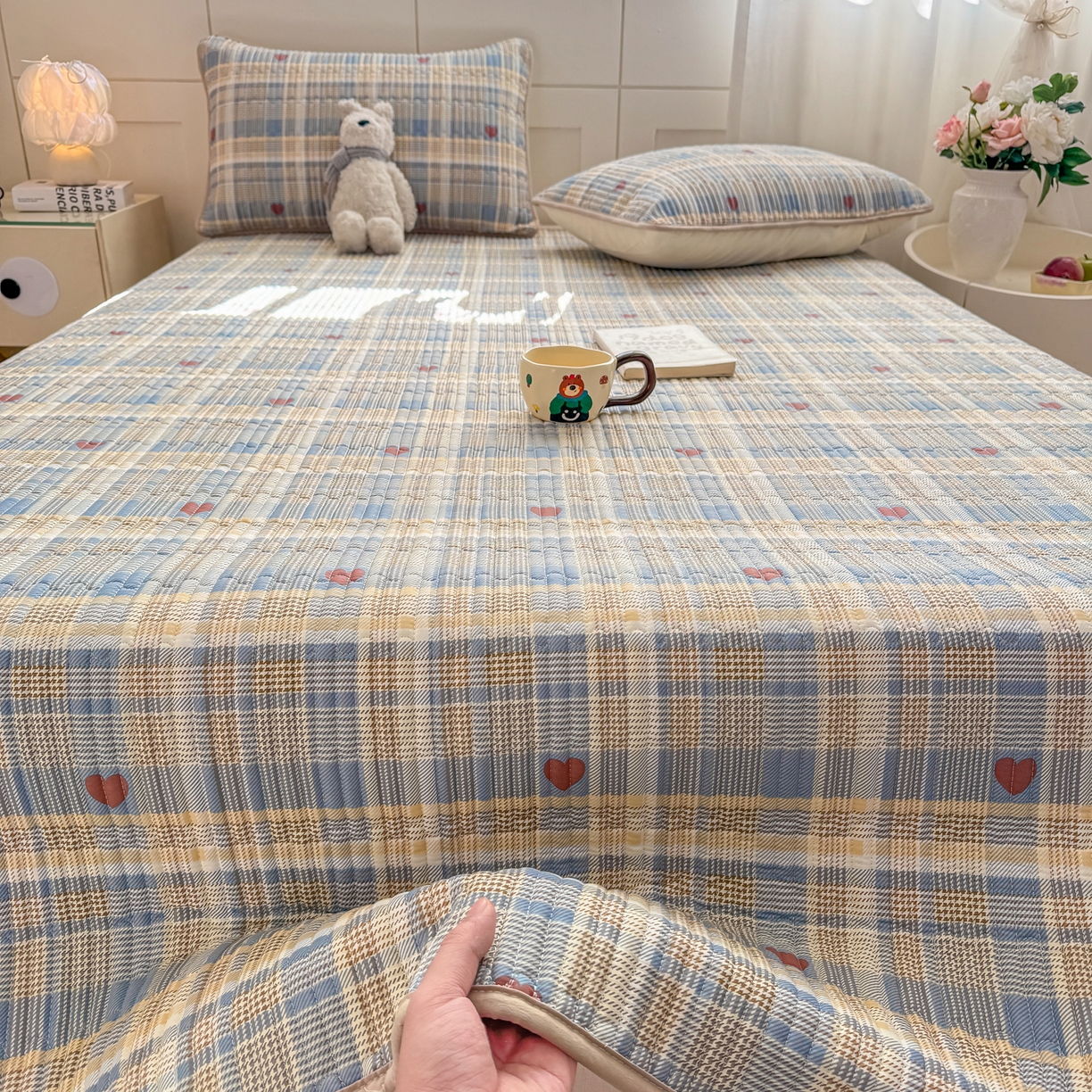 91家纺网 家纺一手货源 找家纺 康纳利 2026新款全棉床盖学生夹棉薄款床盖床垫三件套四季通用 格调