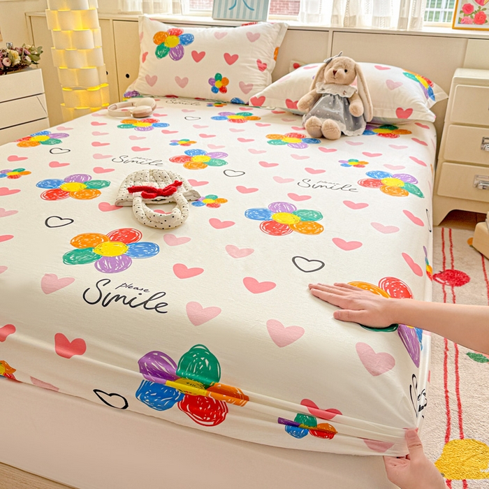 91家纺网 家纺一手货源 找家纺 卡普家居 2026新款全棉印花A版床笠 缤纷花语