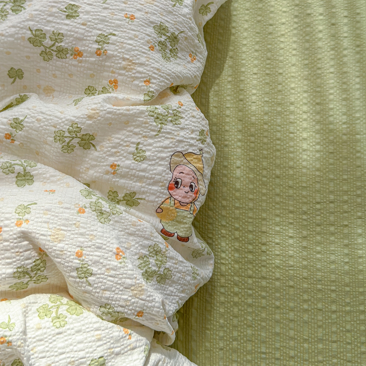 91家纺网 家纺一手货源 找家纺 铺尚美家纺 2026春夏新品高克重A类泡芙纱泡泡皱皱纱四件套 星星仔