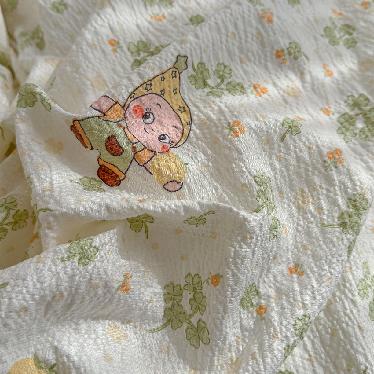 91家纺网 家纺一手货源 找家纺 铺尚美家纺 2026春夏新品高克重A类泡芙纱泡泡皱皱纱四件套 星星仔