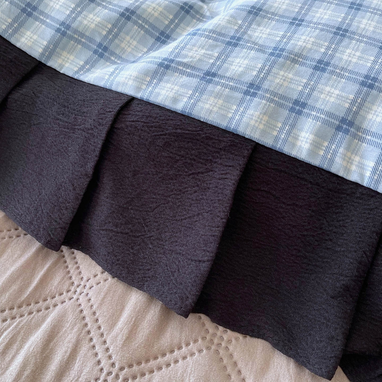 91家纺网 家纺一手货源 找家纺 麦田家纺 2026新款花边夹棉床盖四件套-西西里岛 西西里岛-天蓝