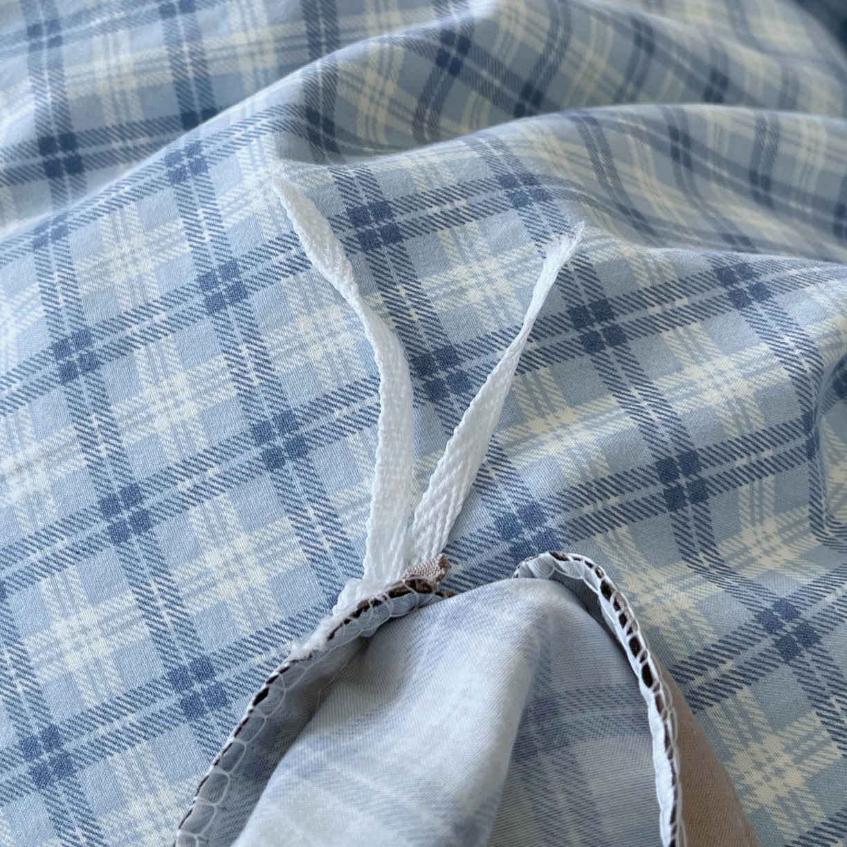 91家纺网 家纺一手货源 找家纺 麦田家纺 2026新款花边夹棉床盖四件套-西西里岛 西西里岛-天蓝