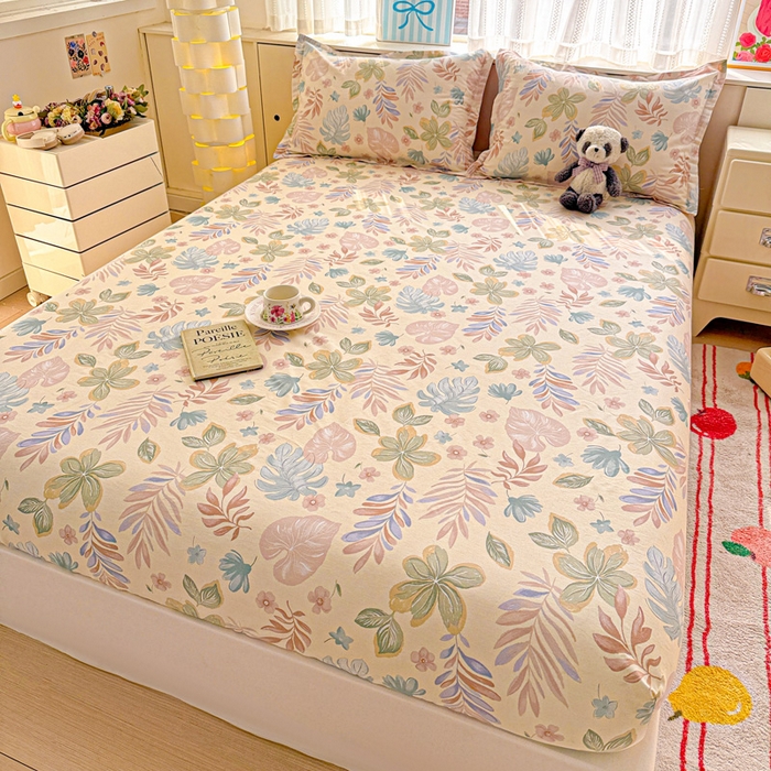 91家纺网 家纺一手货源 找家纺 卡普家居 2026新款全棉印花A版床笠 寄情绯叶