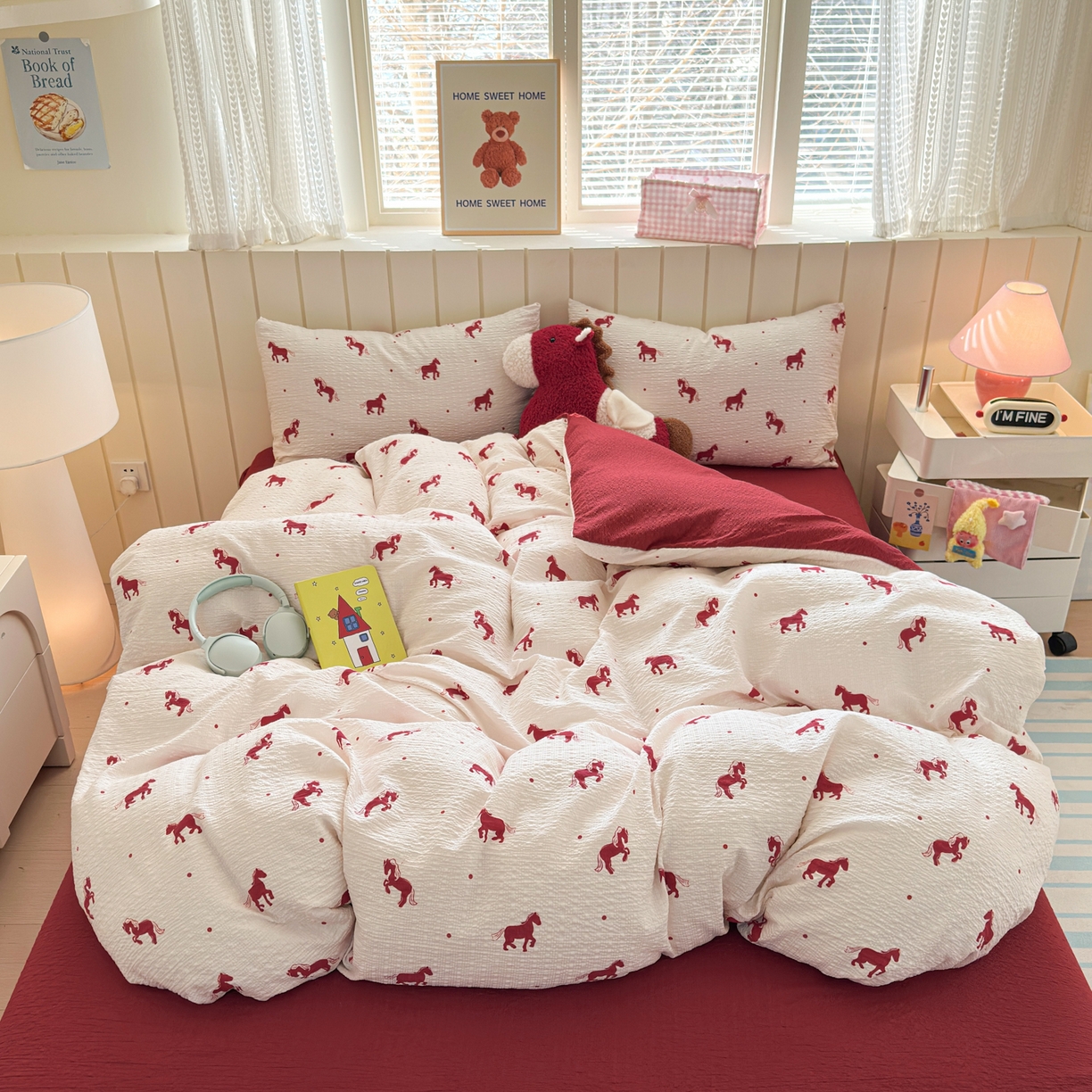 91家纺网 家纺一手货源 找家纺 （总）德比尔斯 2026新款小清新110g高品质直播热卖款A类泡芙棉四件套