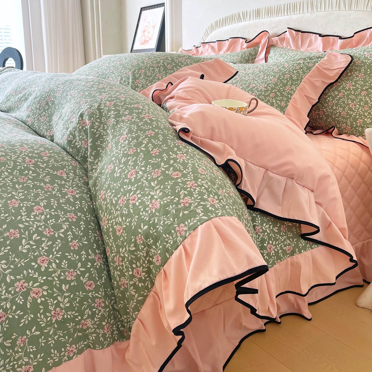 91家纺网 家纺一手货源 找家纺 （总）麦田家纺 2026新款花边床盖四件套