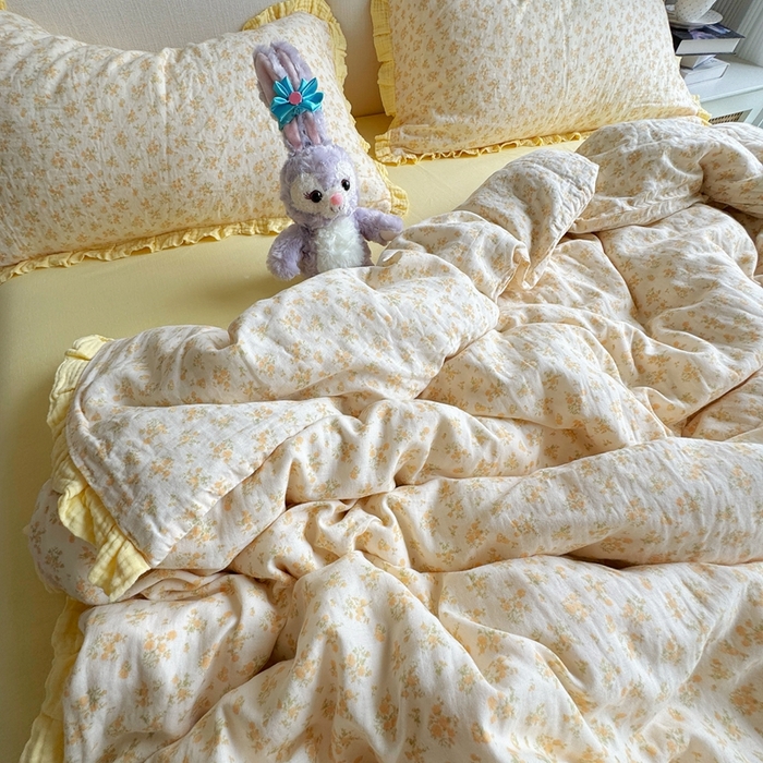 91家纺网 家纺一手货源 找家纺 （总）8+8 （花型持续更新中）2025新款全棉双层纱镂空花边/皱皱花边四件套