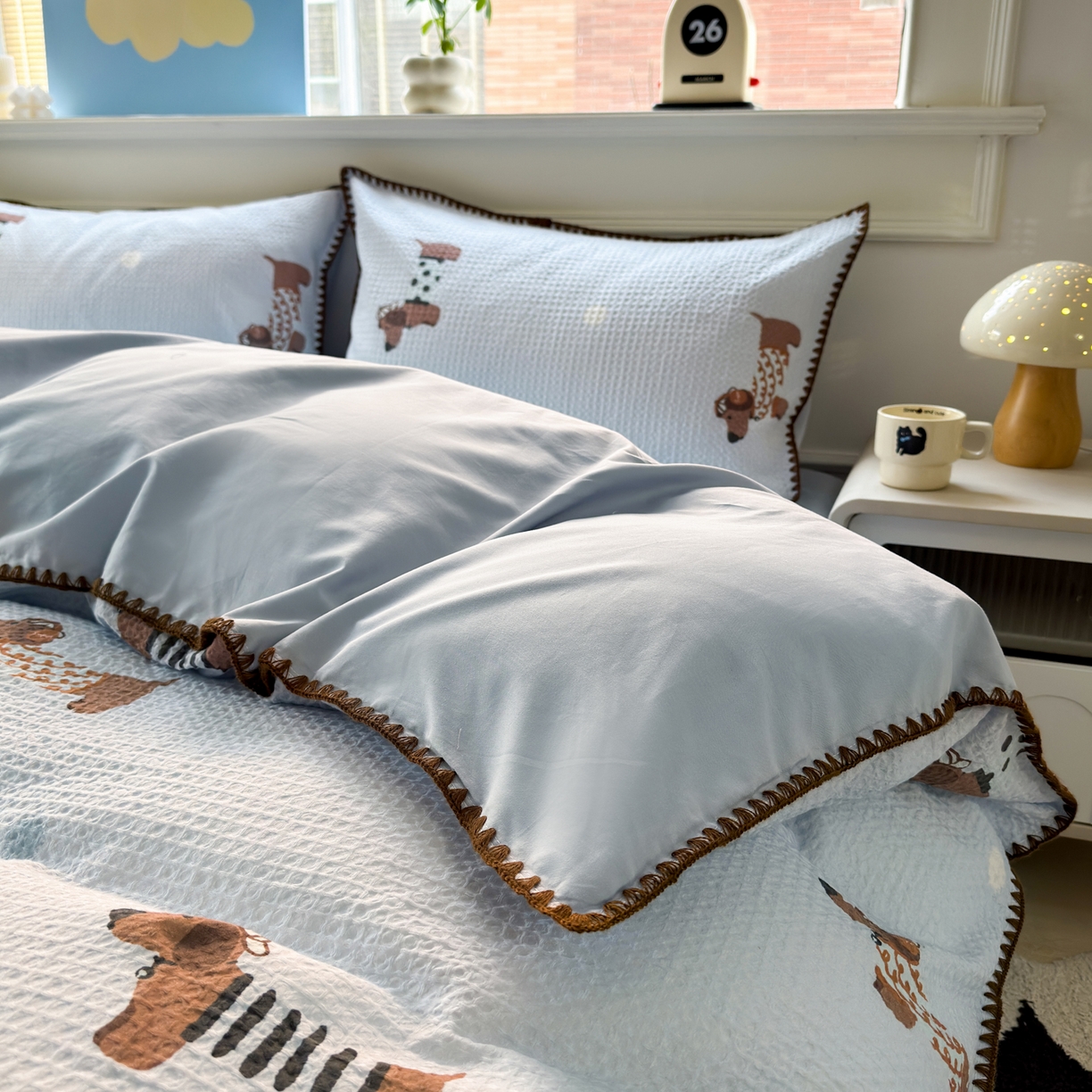 91家纺网 家纺一手货源 找家纺 （总）雯雨家纺 2026新款全棉华夫格三角针被套