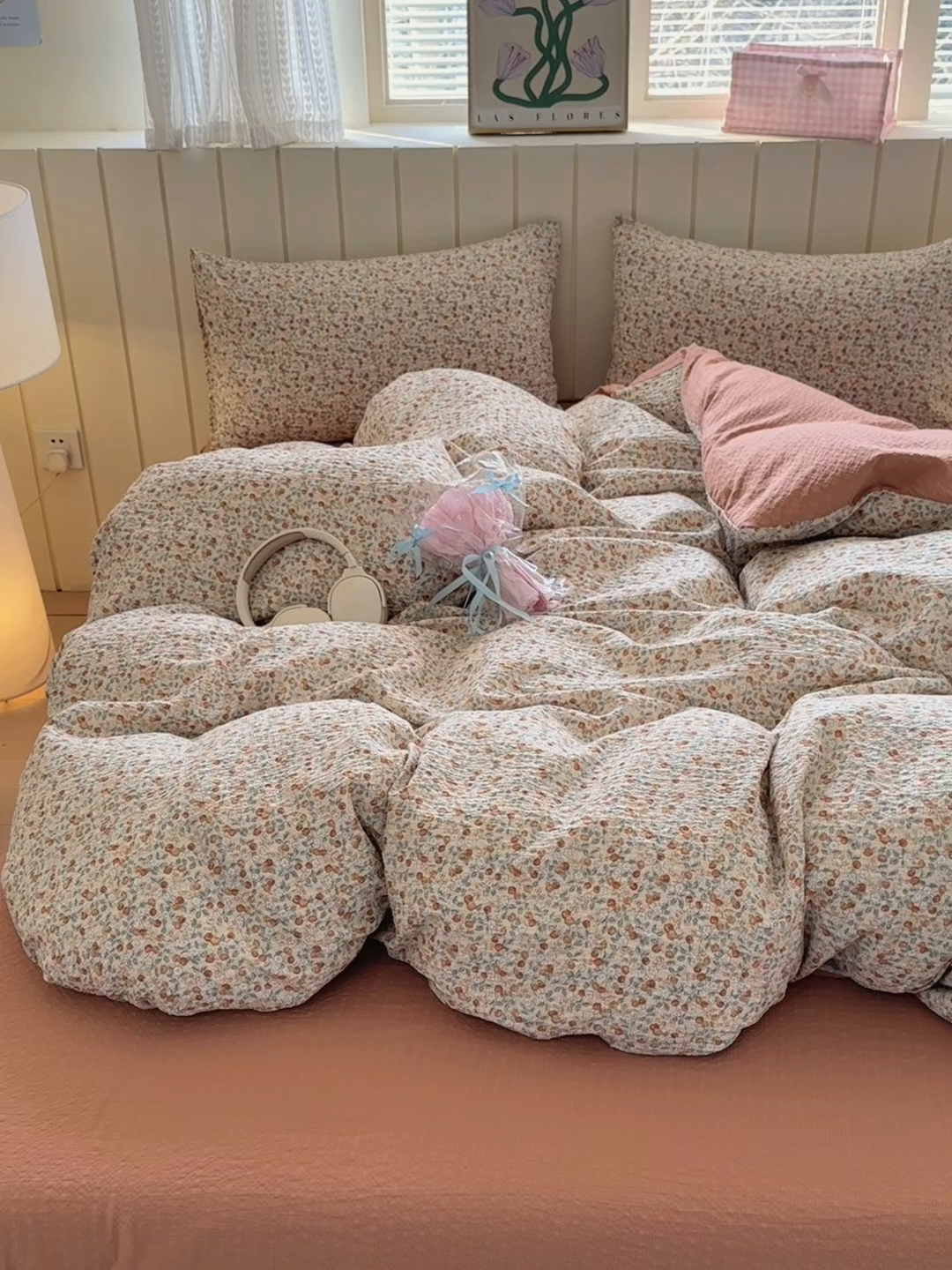 91家纺网 家纺一手货源 找家纺 德比尔斯 2026新款小清新110g高品质直播热卖款A类泡芙棉四件套 浆果