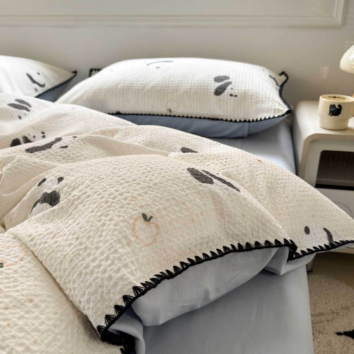 91家纺网 家纺一手货源 找家纺 雯雨家纺 2026新款全棉华夫格三角针被套 苏潘达灰