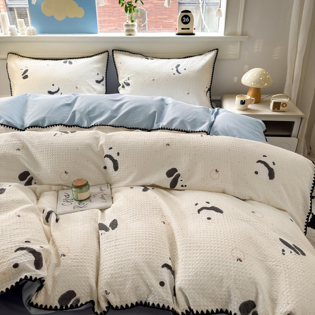 91家纺网 家纺一手货源 找家纺 雯雨家纺 2026新款全棉华夫格三角针被套 苏潘达灰