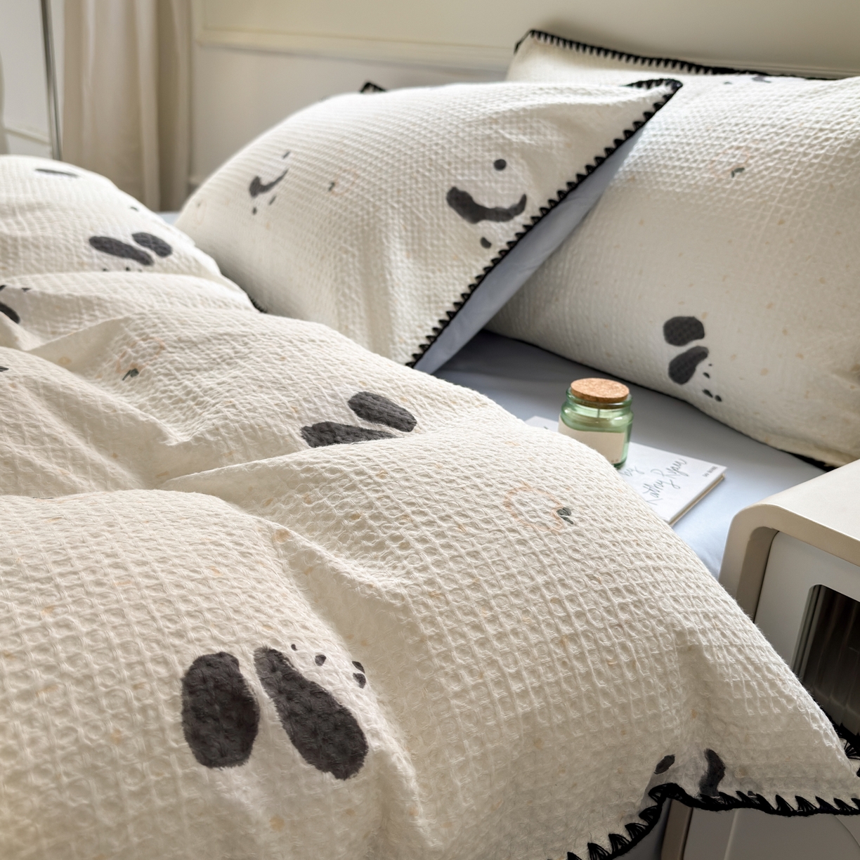 91家纺网 家纺一手货源 找家纺 雯雨家纺 2026新款全棉华夫格三角针被套 苏潘达灰