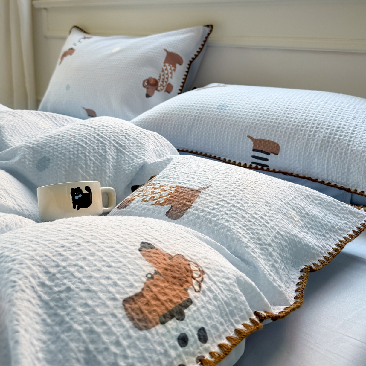 91家纺网 家纺一手货源 找家纺 雯雨家纺 2026新款全棉华夫格三角针被套 瑞乐兰