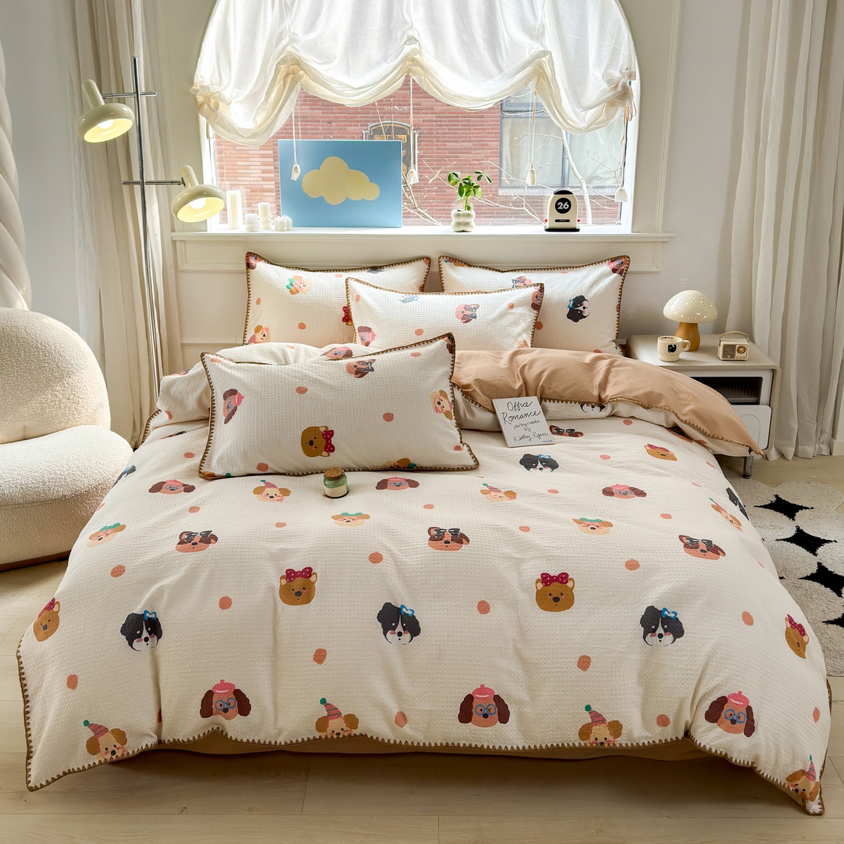 91家纺网 家纺一手货源 找家纺 雯雨家纺 2026新款全棉华夫格三角针被套 欢乐派对