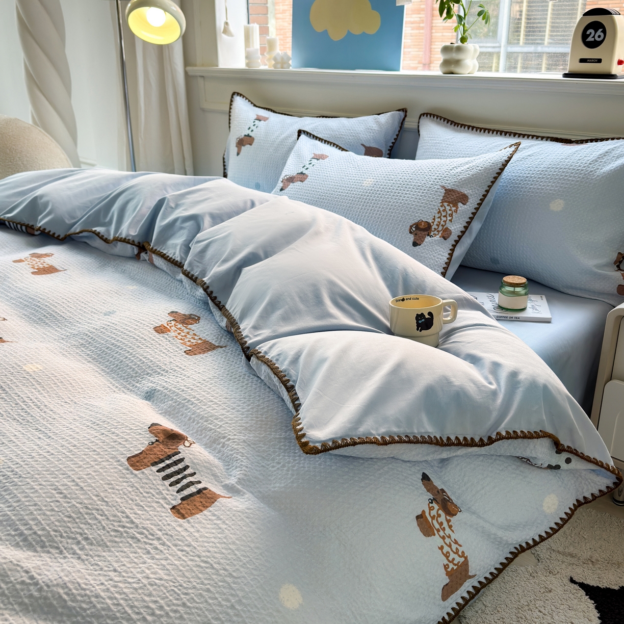 91家纺网 家纺一手货源 找家纺 雯雨家纺 2026新款全棉华夫格三角针被套 瑞乐兰