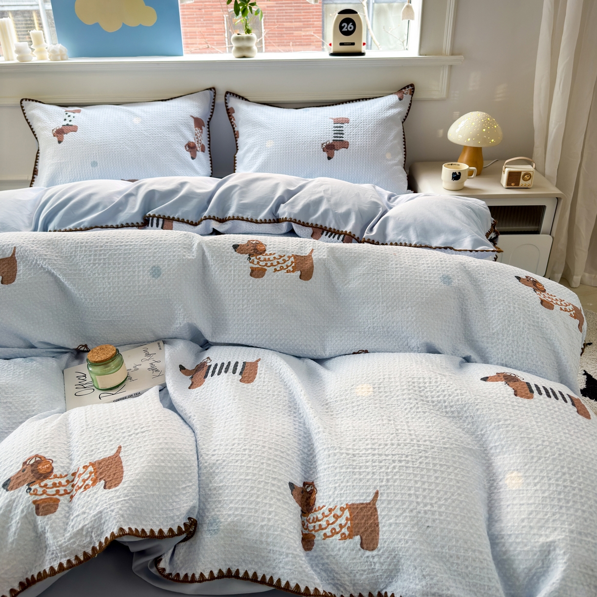 91家纺网 家纺一手货源 找家纺 （总）雯雨家纺 2026新款全棉华夫格三角针被套