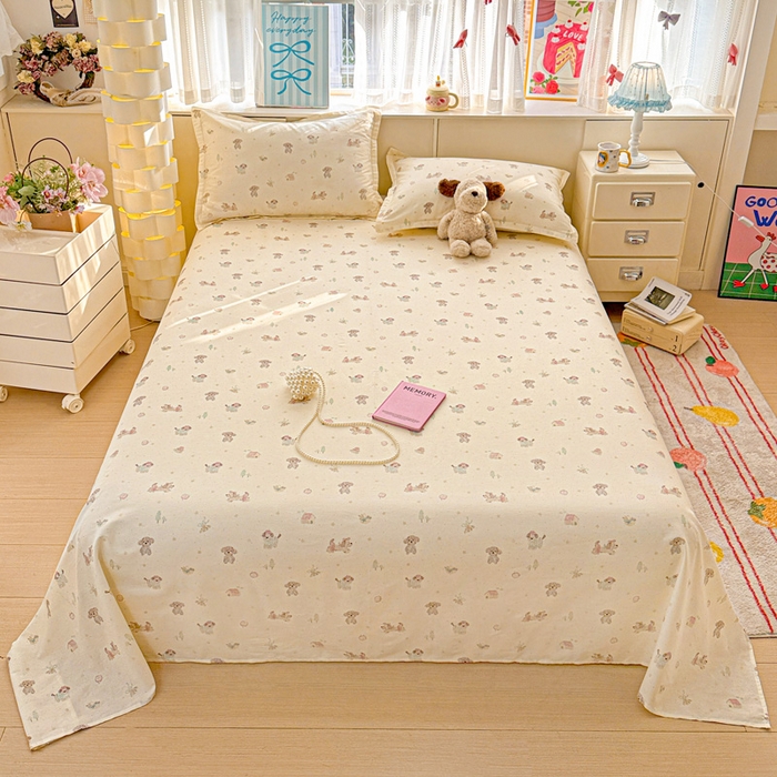 91家纺网 家纺一手货源 找家纺 卡普家居 2026新款全棉印花A版床单 彩绘汪汪