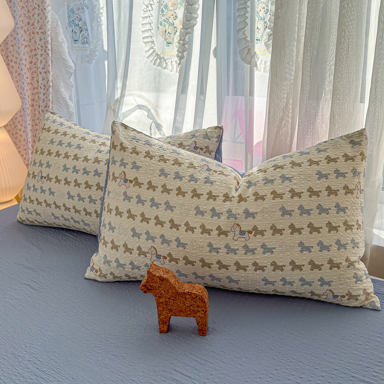 91家纺网 家纺一手货源 找家纺 铺尚美家纺 2026春夏新品高克重A类泡芙纱泡泡皱皱纱四件套 马到成功