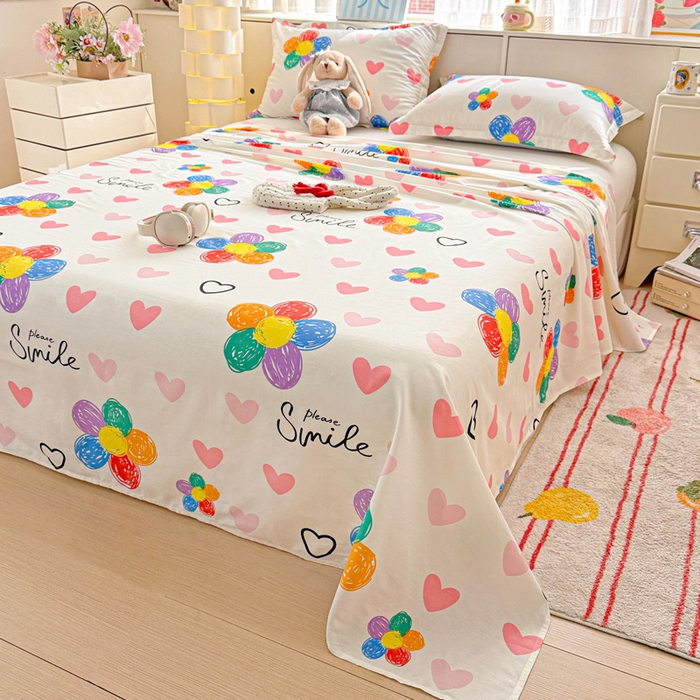 91家纺网 家纺一手货源 找家纺 卡普家居 2026新款全棉印花A版床单 缤纷花语