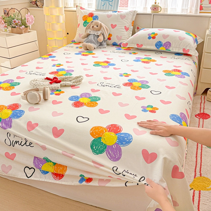 91家纺网 家纺一手货源 找家纺 卡普家居 2026新款全棉印花A版床单 缤纷花语