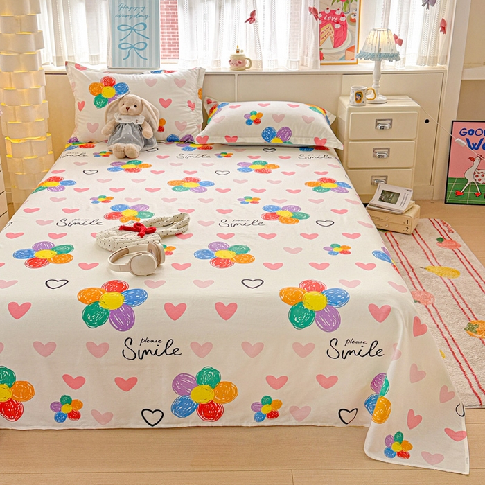 91家纺网 家纺一手货源 找家纺 卡普家居 2026新款全棉印花A版床单 缤纷花语