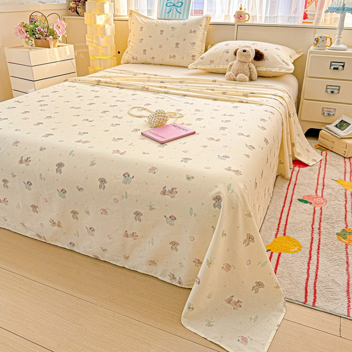 91家纺网 家纺一手货源 找家纺 卡普家居 2026新款全棉印花A版床单 彩绘汪汪