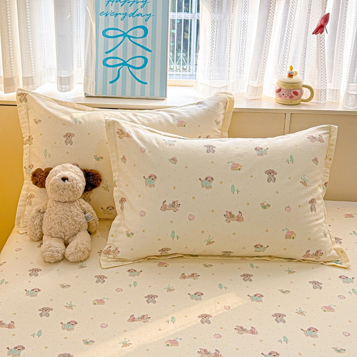 91家纺网 家纺一手货源 找家纺 卡普家居 2026新款全棉印花A版床单 彩绘汪汪