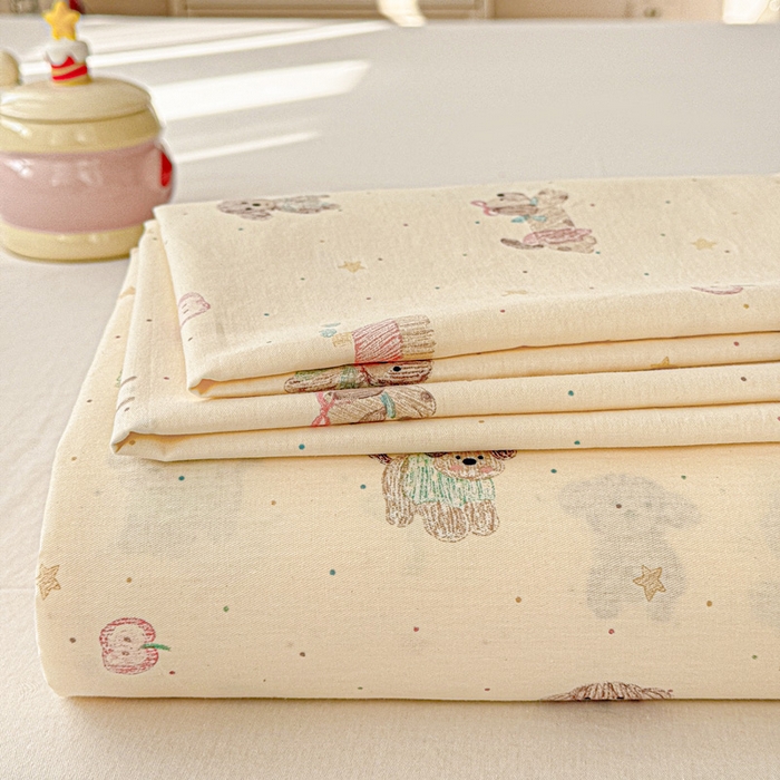 91家纺网 家纺一手货源 找家纺 卡普家居 2026新款全棉印花A版床单 彩绘汪汪