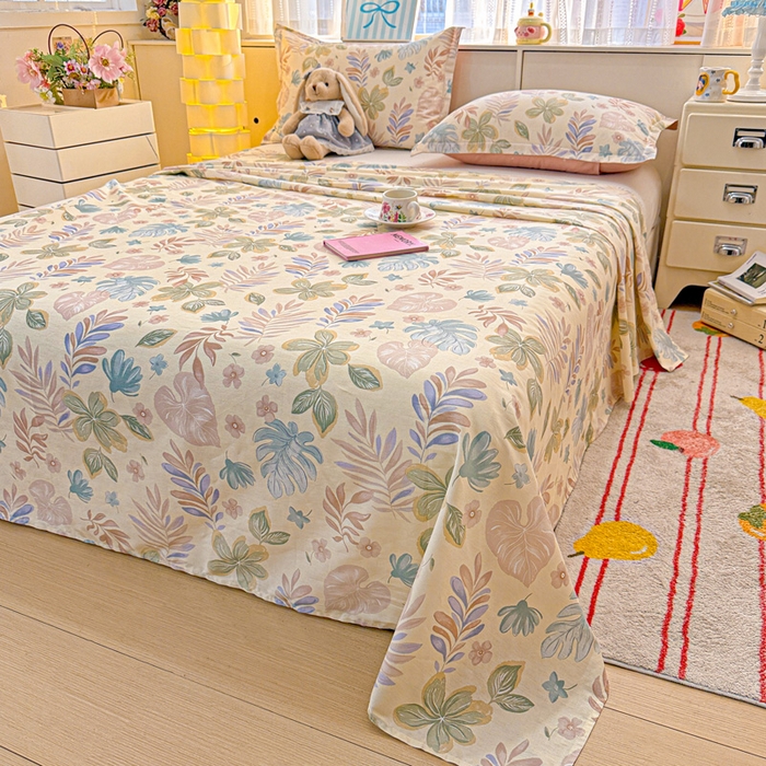 91家纺网 家纺一手货源 找家纺 卡普家居 2026新款全棉印花A版床单 寄情绯叶