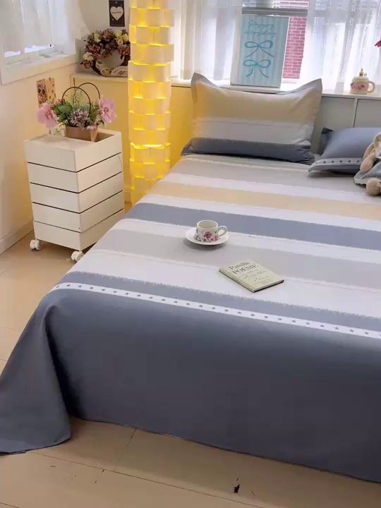 91家纺网 家纺一手货源 找家纺 卡普家居 2026新款全棉印花A版床单 星辰大海