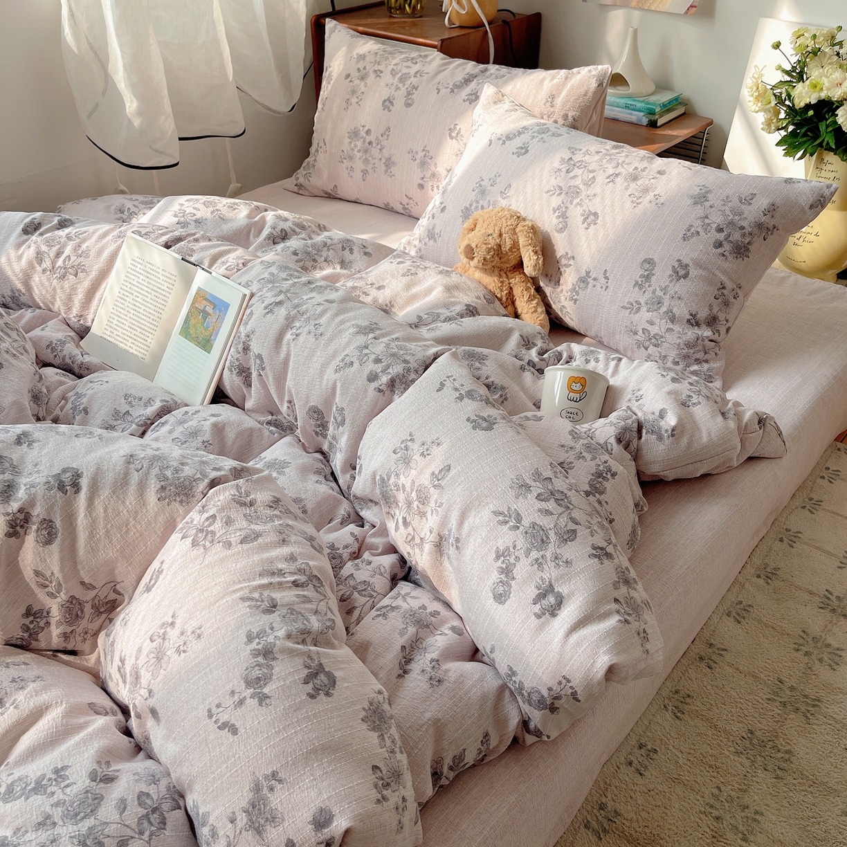 91家纺网 家纺一手货源 找家纺 凯洛奇 2026新款色织麻水洗提花四件套-提供买家秀 旧影蔷薇