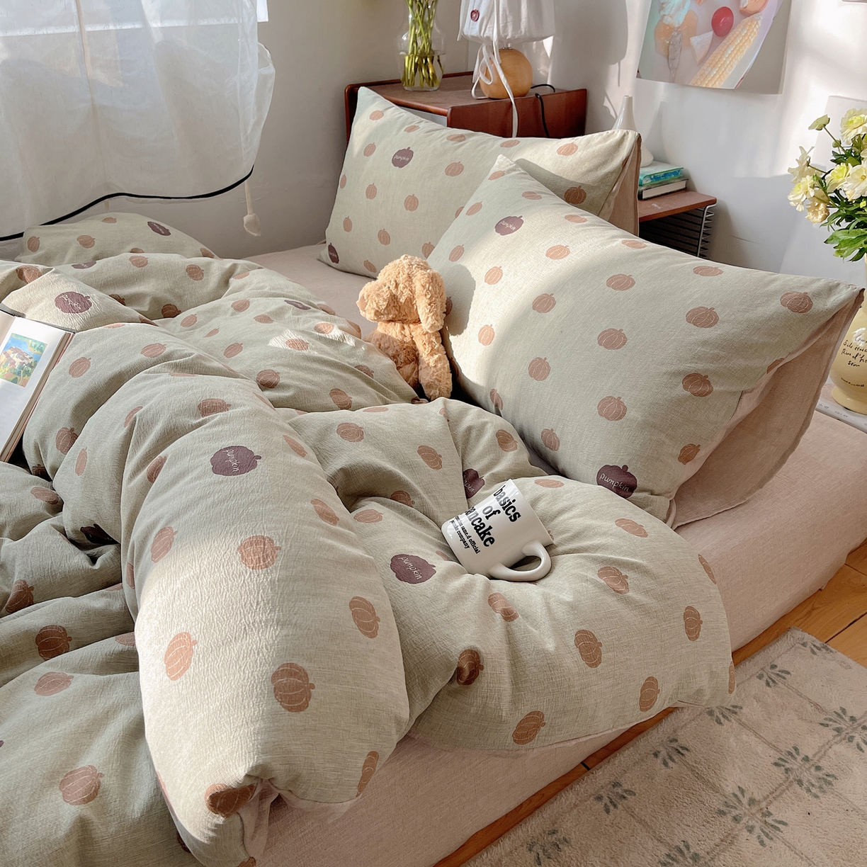 91家纺网 家纺一手货源 找家纺 凯洛奇 2026新款色织麻水洗提花四件套-提供买家秀 森系瓜语