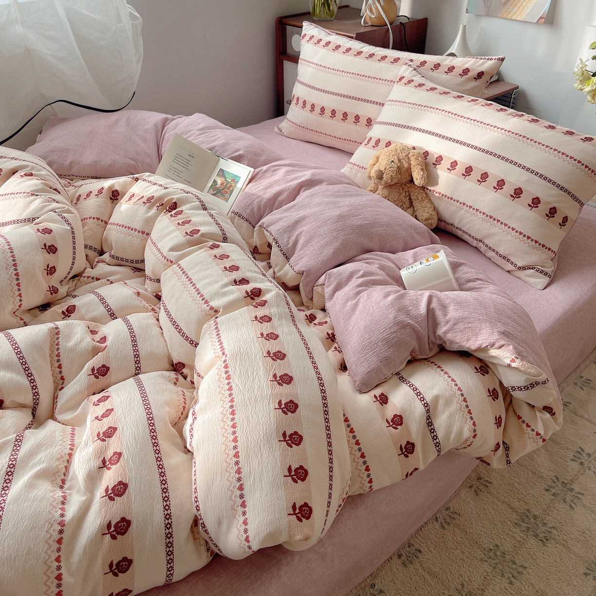 91家纺网 家纺一手货源 找家纺 凯洛奇 2026新款色织麻水洗提花四件套-提供买家秀 心玫织语