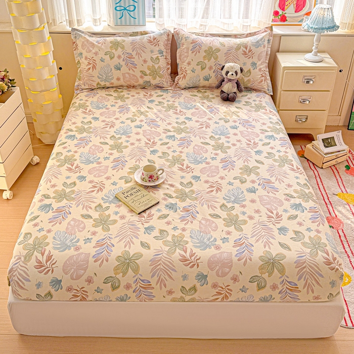 91家纺网 家纺一手货源 找家纺 卡普二店 2025新款全棉印花A版床笠 寄情绯叶