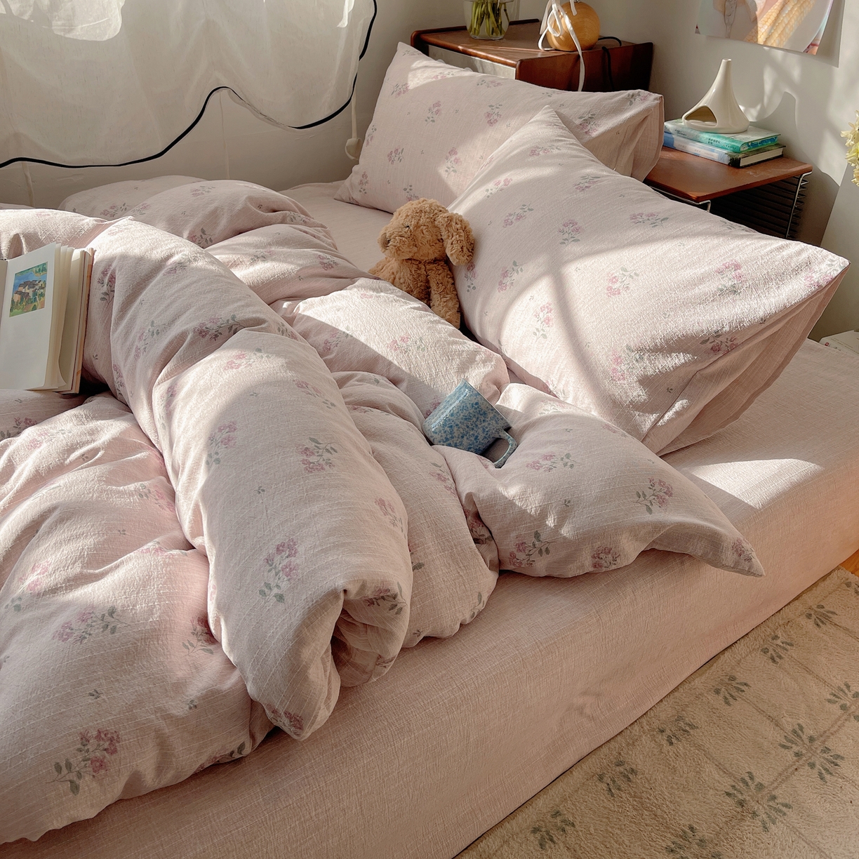 凯洛奇 2026新款色织麻水洗提花四件套-提供买家秀 粉影草语