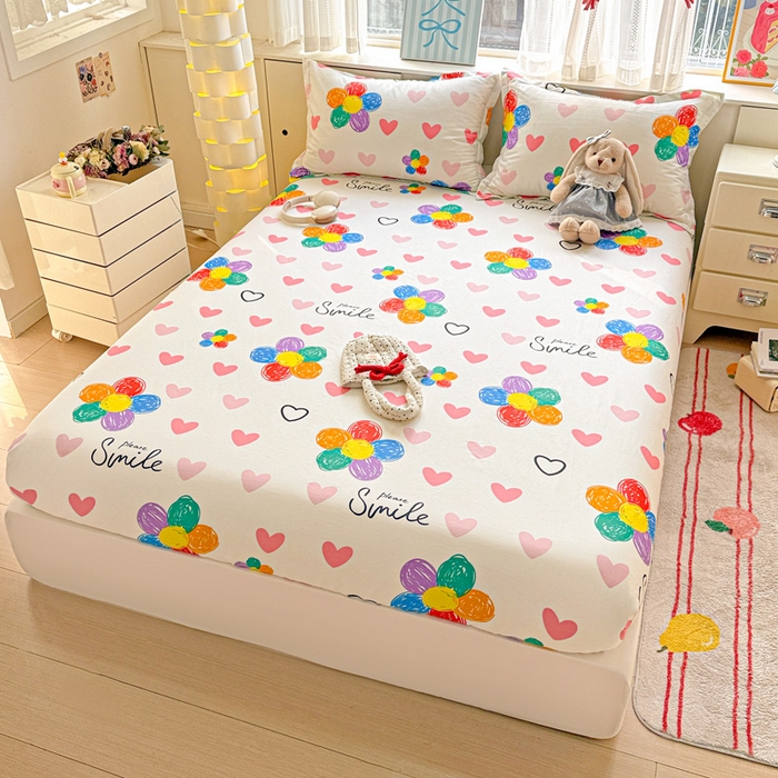 91家纺网 家纺一手货源 找家纺 卡普二店 2025新款全棉印花A版床笠 缤纷花语