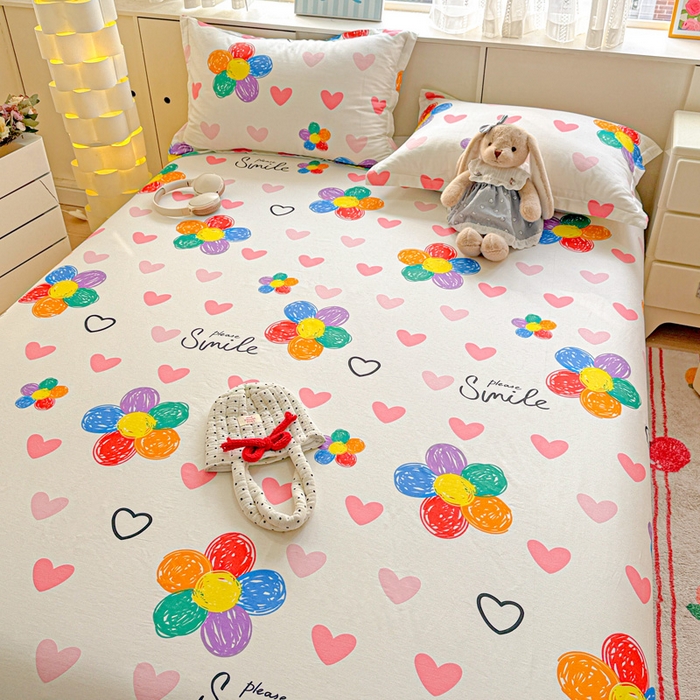 91家纺网 家纺一手货源 找家纺 卡普二店 2025新款全棉印花A版床笠 缤纷花语