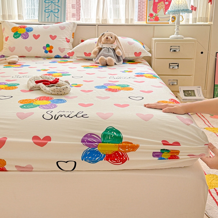 91家纺网 家纺一手货源 找家纺 卡普二店 2025新款全棉印花A版床笠 缤纷花语