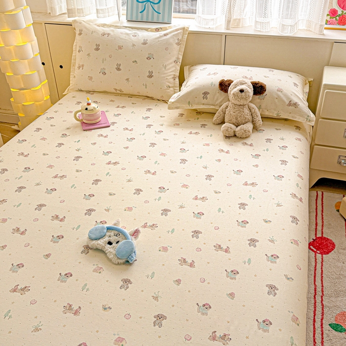 91家纺网 家纺一手货源 找家纺 卡普二店 2025新款全棉印花A版床笠 彩绘汪汪