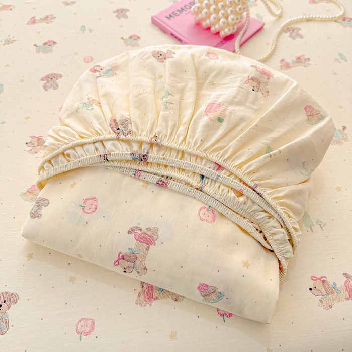 91家纺网 家纺一手货源 找家纺 卡普二店 2025新款全棉印花A版床笠 彩绘汪汪