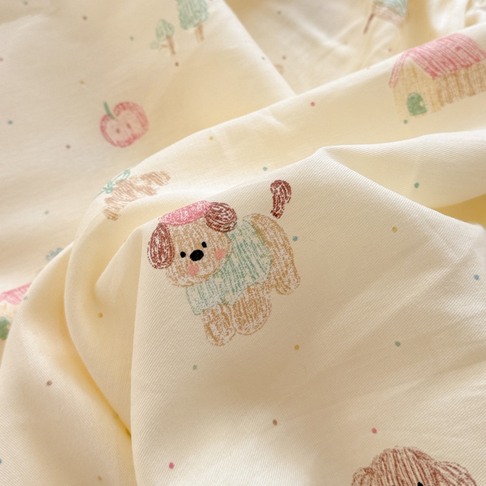 91家纺网 家纺一手货源 找家纺 卡普二店 2025新款全棉印花A版床笠 彩绘汪汪