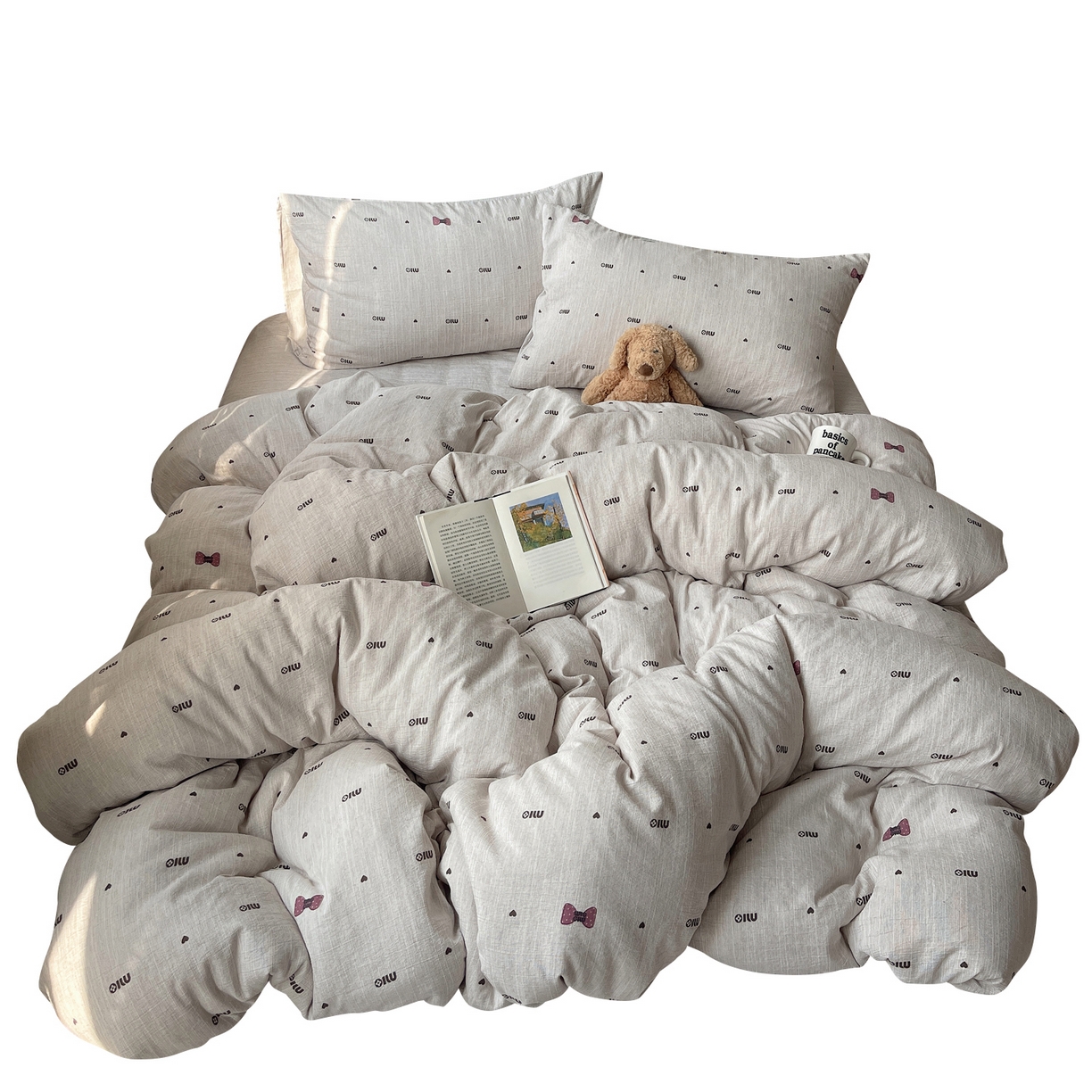 91家纺网 家纺一手货源 找家纺 凯洛奇 2026新款色织麻水洗提花四件套-提供买家秀 灰蝶心韵