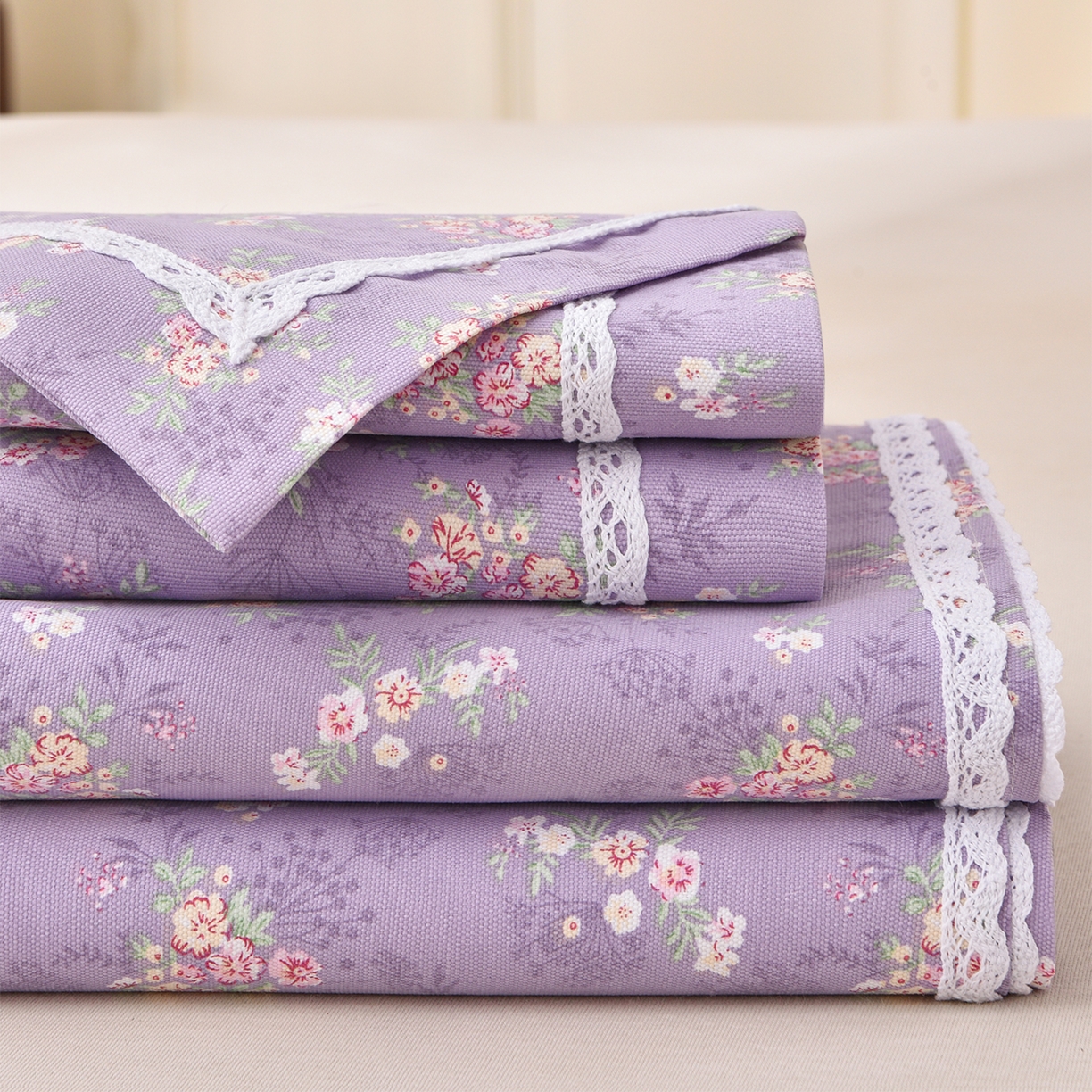 91家纺网 家纺一手货源 找家纺 （总）德比尔斯  2026新款原棉老粗布凉席花边老粗布三件套