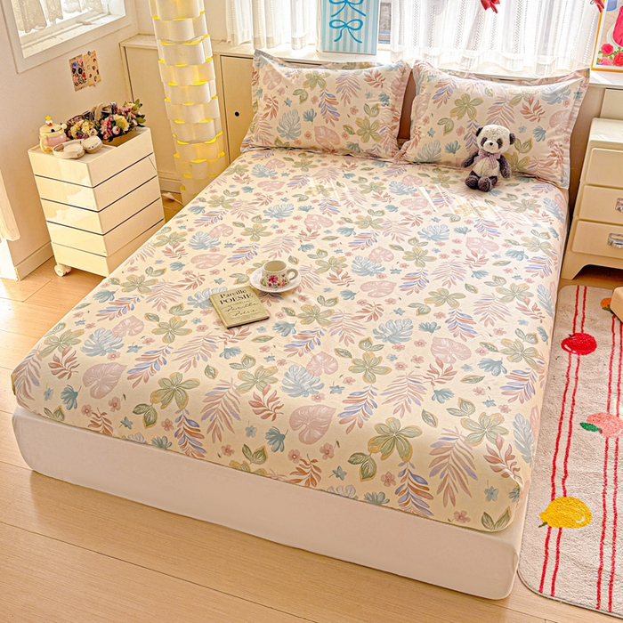 91家纺网 家纺一手货源 找家纺 卡普二店 2025新款全棉印花A版床笠 寄情绯叶